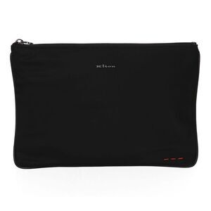 Metal Logo Nylon Black Clutch